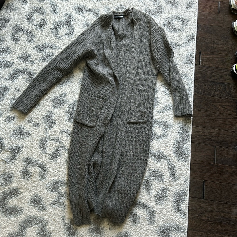 Express women’s gray long cardigan XS